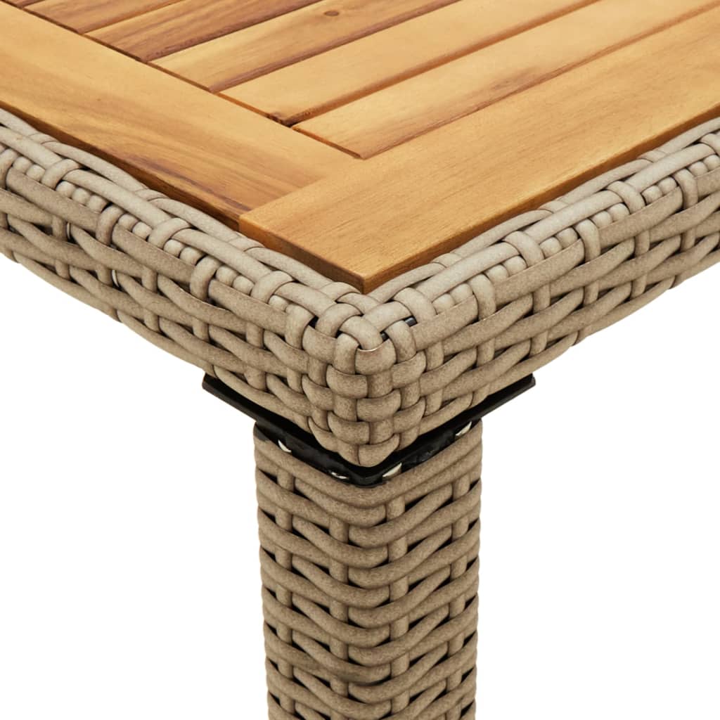 HKH Mesa de Jardim 123x60x74 Cm Vime Pe e Acácia Maciça - Bege
