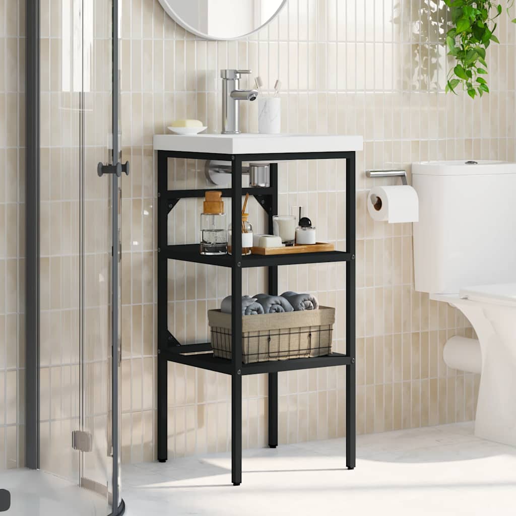 HKH Estructura para lavabo de baño de hierro - Negro