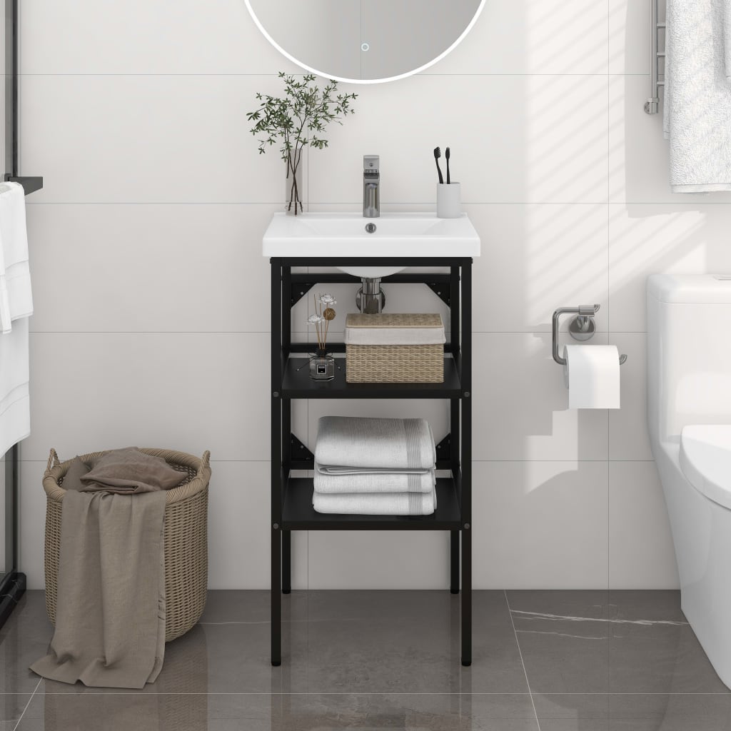 HKH Estructura para lavabo de baño de hierro - Negro