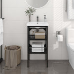 HKH Estructura para lavabo de baño de hierro - Negro