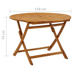 HKH Mesa de Jardim Dobrável 110 Cm Madeira de Acácia Maciça - Marrom
