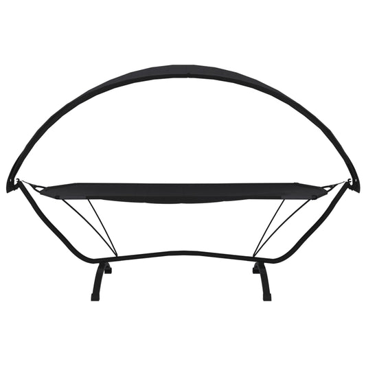 HKH Espreguiçadeira Exterior C/ Toldo Aço E Tecido Oxford - Preto