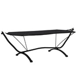 HKH Espreguiçadeira Exterior C/ Toldo Aço E Tecido Oxford - Preto