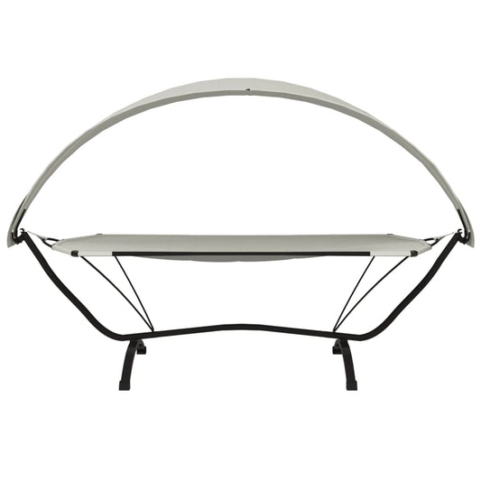 HKH Espreguiçadeira Exterior C/ Toldo Aço E Tecido Oxford Cor - Creme