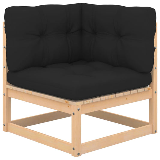 HKH 3 Pcs Conjunto Lounge de Jardim C/ Almofadões Pinho Maciço - Antracite