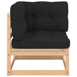HKH 3 Pcs Conjunto Lounge de Jardim C/ Almofadões Pinho Maciço - Antracite