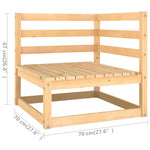 HKH 3 Pcs Conjunto Lounge de Jardim C/ Almofadões Pinho Maciço - Antracite