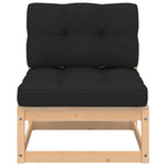 HKH 4 Pcs Conjunto Lounge de Jardim C/ Almofadões Pinho Maciço - Antracite