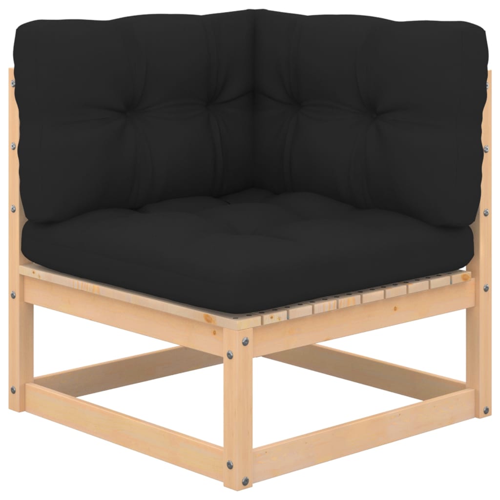 HKH 4 Pcs Conjunto Lounge de Jardim C/ Almofadões Pinho Maciço - Antracite