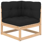 HKH 4 Pcs Conjunto Lounge de Jardim C/ Almofadões Pinho Maciço - Antracite