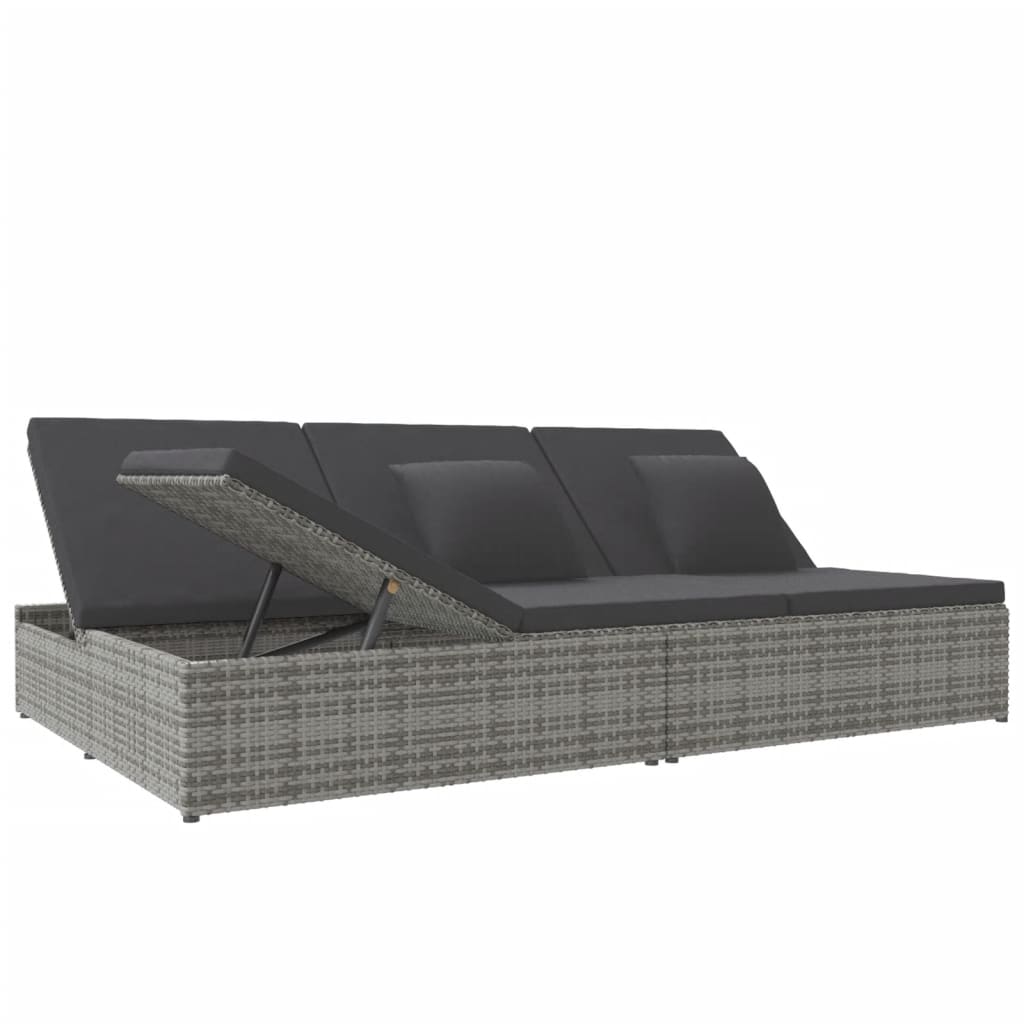 HKH Tumbona Convertible con Cojines de Mimbre Patas Gris Oscuro - Gris