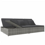 HKH Espreguiçadeira Convertível Com Almofadões Vime Pe Cinza-escuro - Cinzeto