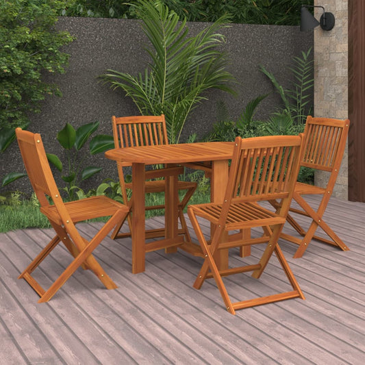 HKH 5 Pcs Conjunto de Jantar para Jardim Madeira de Acácia Maciça - Marrom