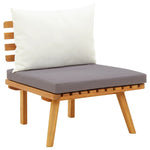 HKH 3 Pcs Conjunto Lounge de Jardim com Almofadões Acácia Maciça - Marrom