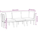 HKH 3 Pcs Conjunto Lounge de Jardim com Almofadões Acácia Maciça - Marrom