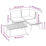 HKH 4 Pcs Conj. Lounge Jardim C/ Almofadões Madeira Acácia Maciça - Marrom