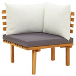 HKH 4 Pcs Conj. Lounge Jardim C/ Almofadões Madeira Acácia Maciça - Marrom