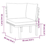 HKH 4 Pcs Conj. Lounge Jardim C/ Almofadões Madeira Acácia Maciça - Marrom