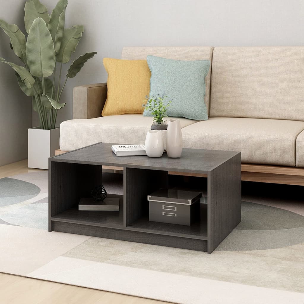 HKH Mesa de Centro en Madera Maciza de Pino - Gris