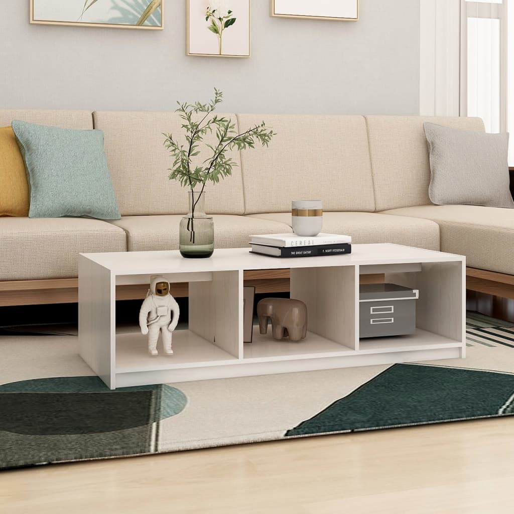 Mesa de centro HKH de madera de pino maciza - Blanco