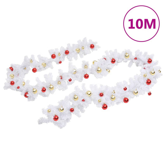 HKH Grinalda de Natal Decorada com Enfeites - Branco