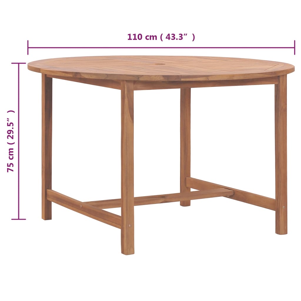 HKH Mesa de Jantar P/ Jardim Ã˜110x75 Cm Madeira de Teca Maciça - Marrom