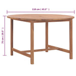 HKH Mesa de Jantar P/ Jardim Ã˜110x75 Cm Madeira de Teca Maciça - Marrom