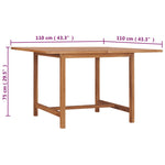 HKH Mesa de Jantar P/ Jardim 110x110x75 Cm Madeira de Teca Maciça - Marrom