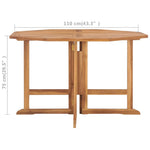 HKH Mesa de Jantar para Jardim Dobrável 110x110x75 Cm Teca Maciça - Marrom