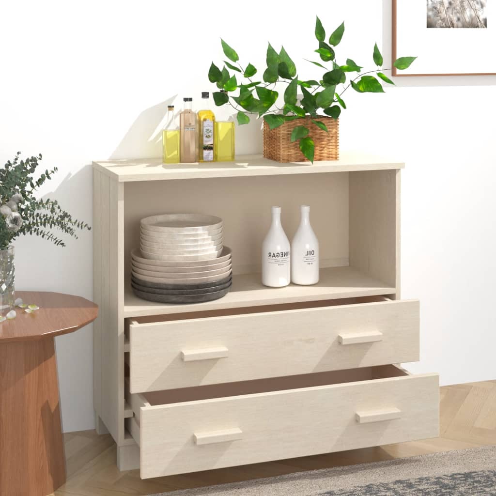HKH Aparador Hamar en Madera de Pino Macizo, MDF 85 X 35 X 80 Cm - Marrón Miel