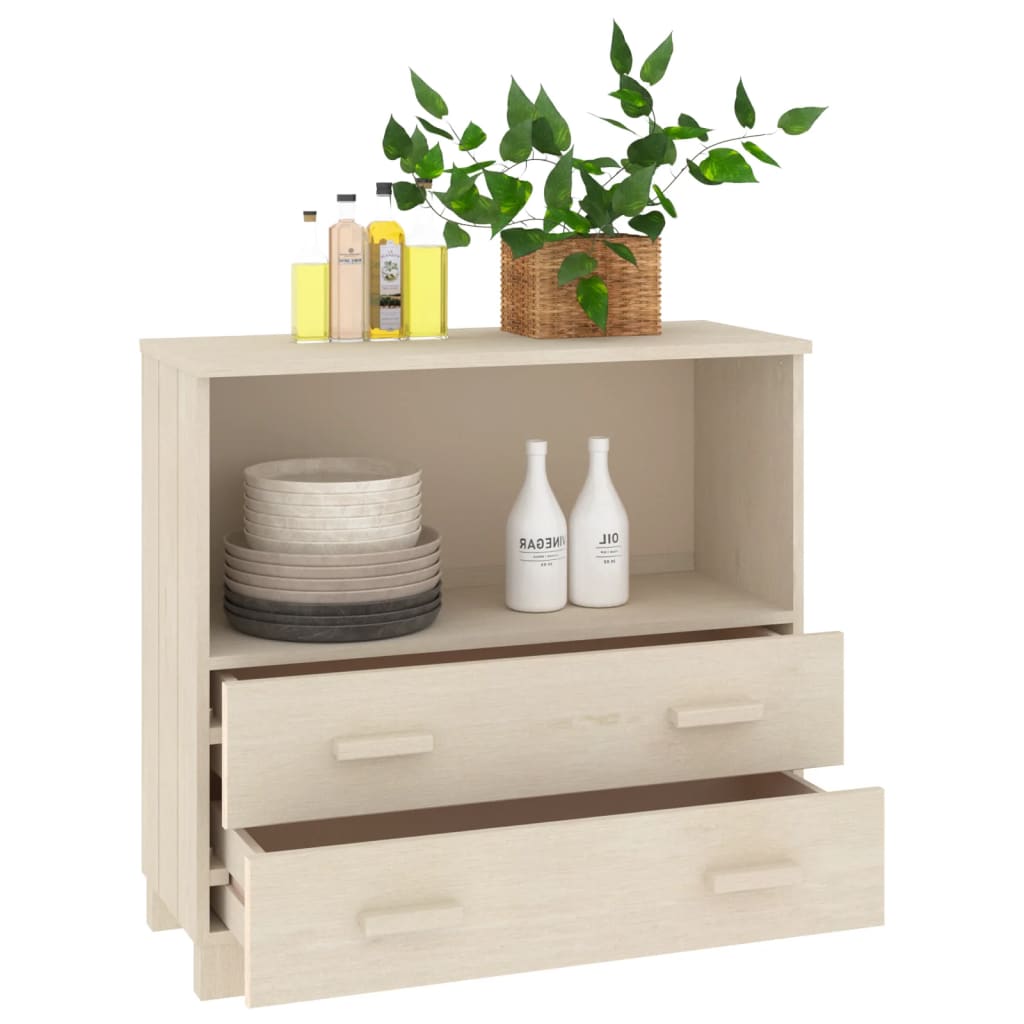 HKH Aparador Hamar em Madeira de Pinho Maciça, Mdf 85 X 35 X 80 Cm - Castanho Mel