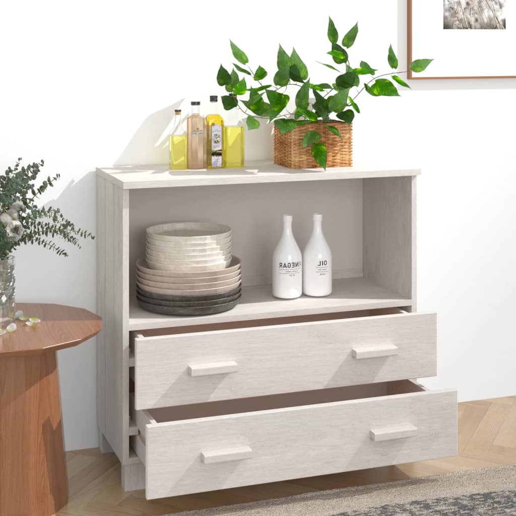 Aparador HKH Hamar de Madera Maciza de Pino, MDF 85 X 35 X 80 Cm - Blanco