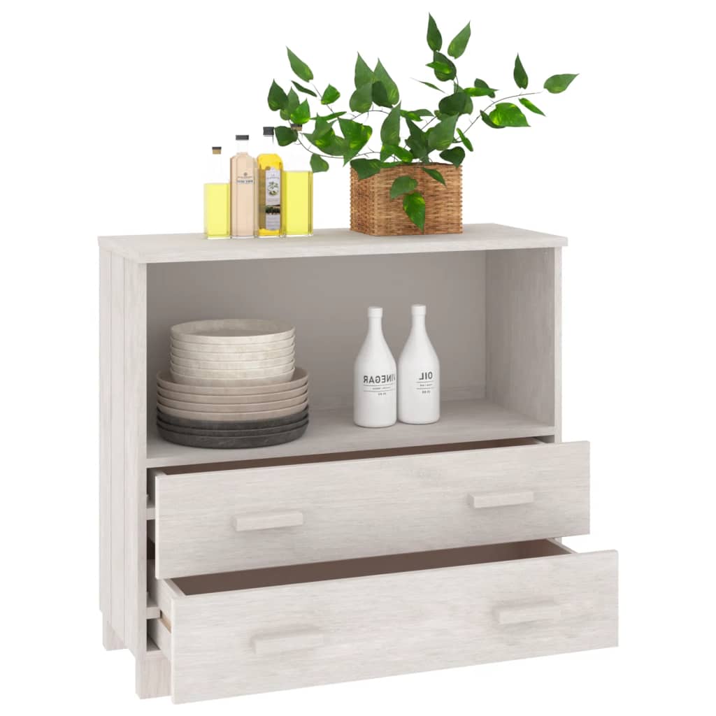 HKH Aparador Hamar em Madeira de Pinho Maciça, Mdf 85 X 35 X 80 Cm - Branco