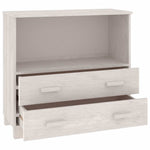 HKH Aparador Hamar em Madeira de Pinho Maciça, Mdf 85 X 35 X 80 Cm - Branco