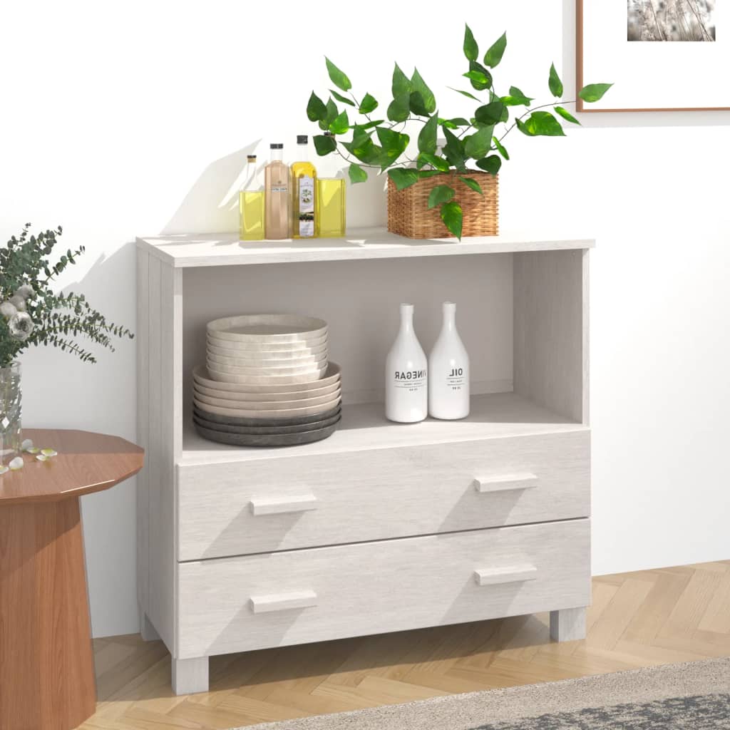 Aparador HKH Hamar de Madera Maciza de Pino, MDF 85 X 35 X 80 Cm - Blanco