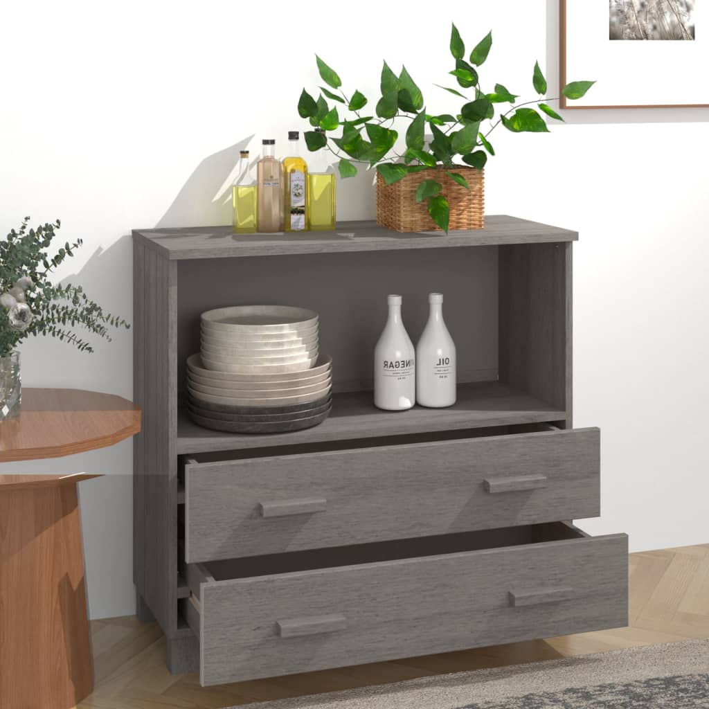 HKH Aparador Hamar en Madera de Pino Maciza, MDF 85 X 35 X 80 Cm - Gris Claro