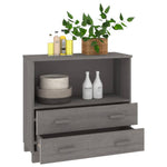 HKH Aparador Hamar em Madeira de Pinho Maciça, Mdf 85 X 35 X 80 Cm - Cinzento-Claro