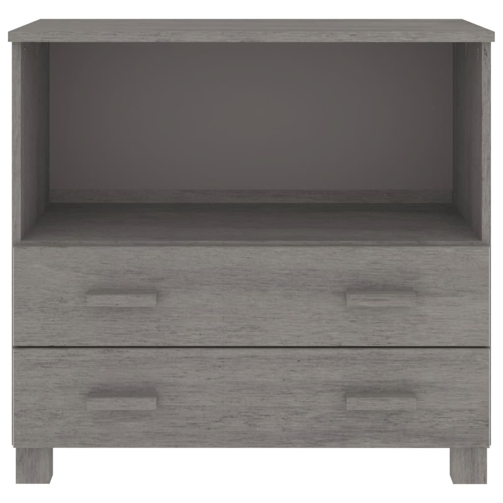 HKH Aparador Hamar em Madeira de Pinho Maciça, Mdf 85 X 35 X 80 Cm - Cinzento-Claro