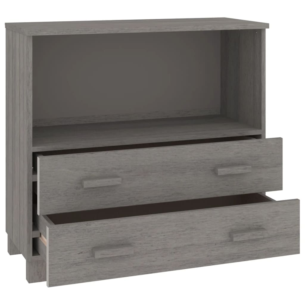 HKH Aparador Hamar em Madeira de Pinho Maciça, Mdf 85 X 35 X 80 Cm - Cinzento-Claro