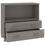 HKH Aparador Hamar em Madeira de Pinho Maciça, Mdf 85 X 35 X 80 Cm - Cinzento-Claro