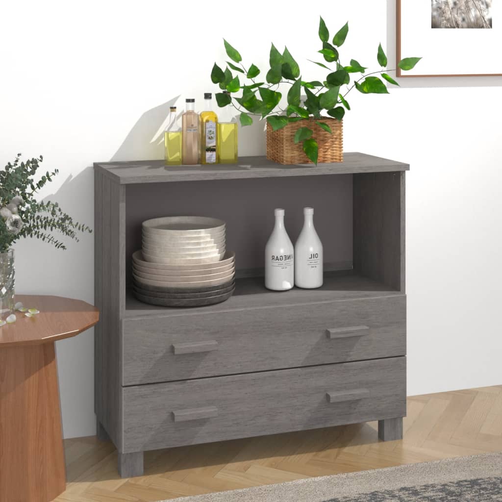 HKH Aparador Hamar en Madera de Pino Maciza, MDF 85 X 35 X 80 Cm - Gris Claro