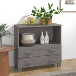 HKH Aparador Hamar em Madeira de Pinho Maciça, Mdf 85 X 35 X 80 Cm - Cinzento-Claro