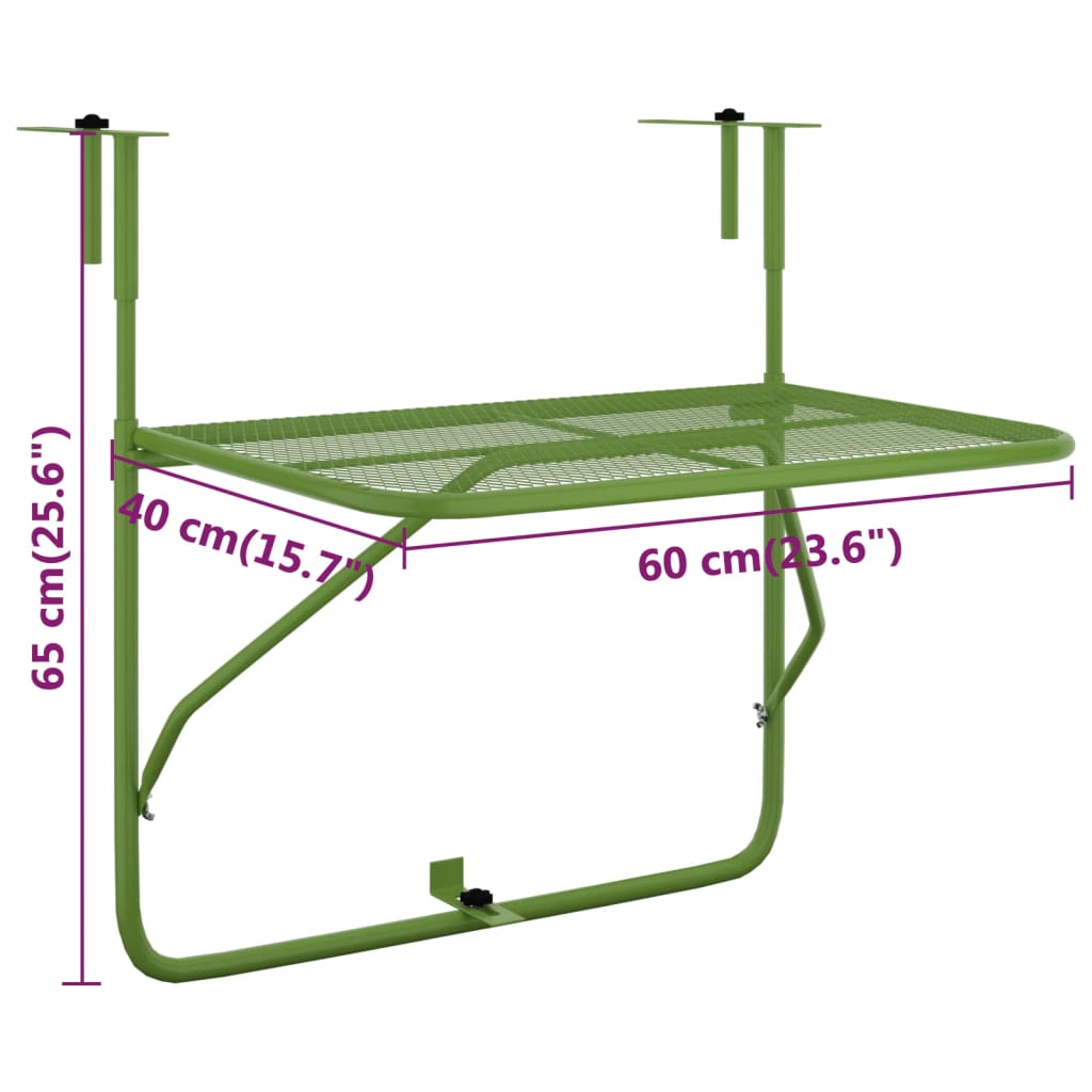HKH Mesa para Varanda 60x40 Cm Aço - Verde