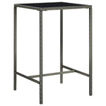 HKH 3 Pcs Conjunto de Bar P/ Jardim C/ Almofadões Vime Pe - Cinzento