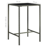 HKH 3 Pcs Conjunto de Bar P/ Jardim C/ Almofadões Vime Pe - Cinzento