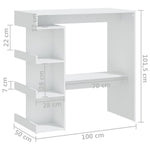 HKH Mesa de Bar com Prateleiras em Derivados de Madeira - Branco
