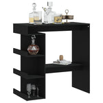 HKH Mesa de Bar com Prateleiras em Derivados de Madeira - Preto