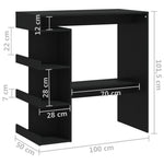HKH Mesa de Bar com Prateleiras em Derivados de Madeira - Preto