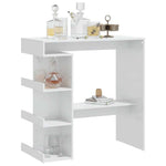 HKH Mesa de Bar com Prateleiras Brilhante - Branco
