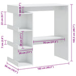 HKH Mesa de Bar com Prateleiras Brilhante - Branco